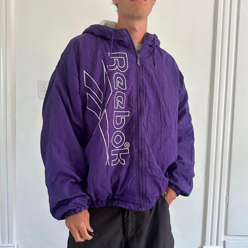 Vintage 80s 90s Retro Reebok Puffer Zip Up Windbreaker Jacket